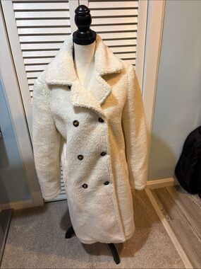 Cozy Cream Sherpa Double-Breasted Coat